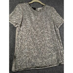 Jean Jos Joseph Le Bon Paris Silk Beaded Sequin Top Party Cocktail‎